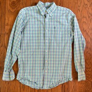Southern Tide Green and Blue Casual Button Down Shirt